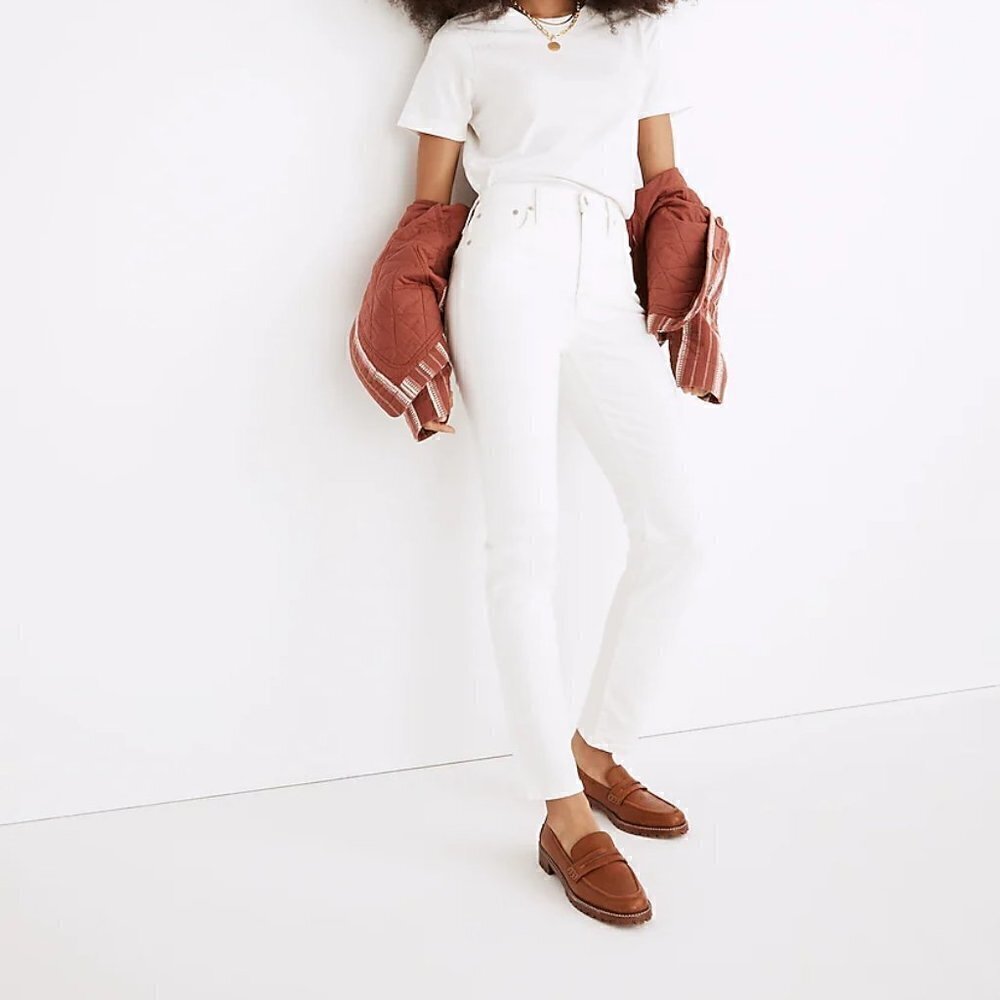 Madewell Perfect Vintage High Rise Tapered Leg Jeans Tile White Plus Size 32 NWT